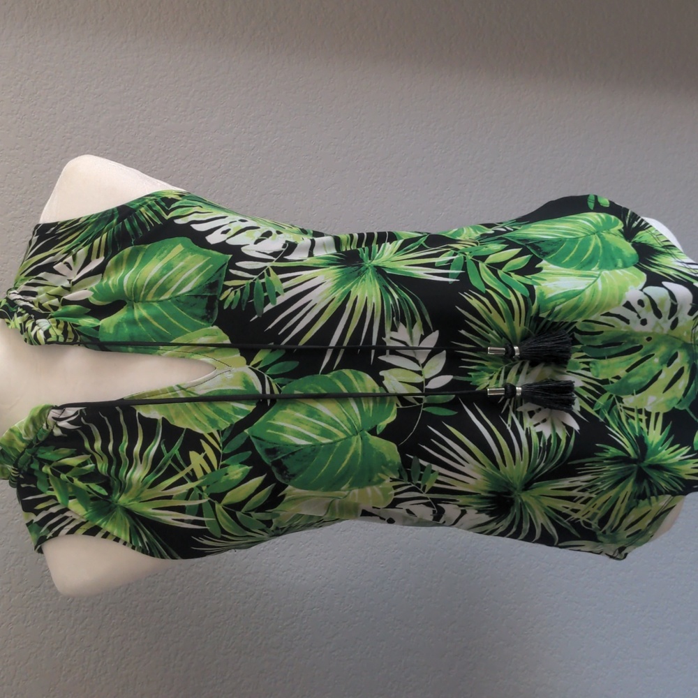 WHBM Palm Print Top with Tassels